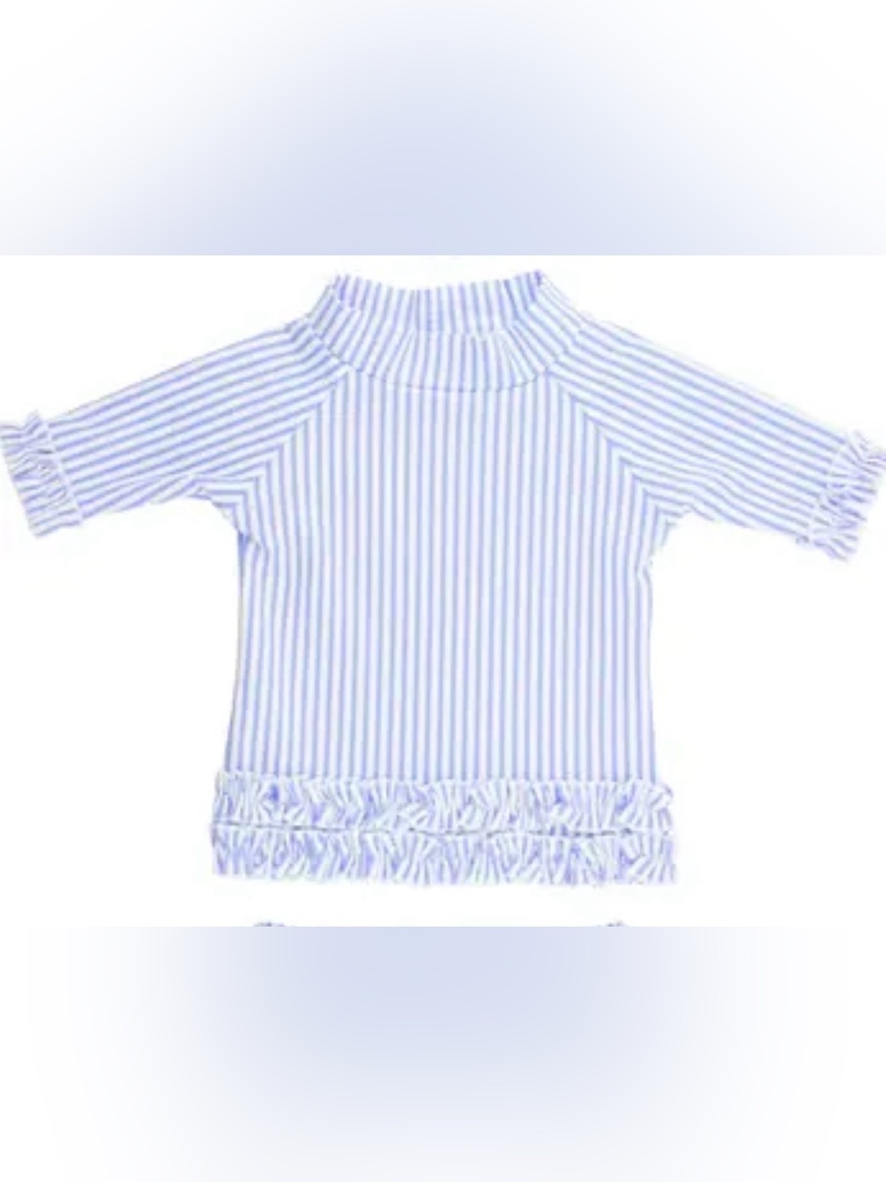Ruffle Butts Blue and White Striped Ruffle Sleeve & Hem Girls Top 12-18month NWT